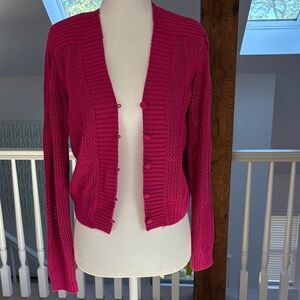 Chic Fuchsia Open-Knit Cardigan
